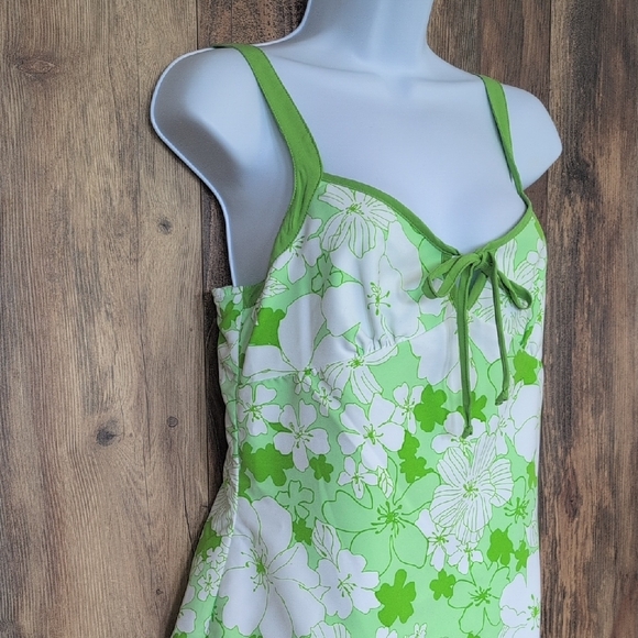 Vintage Reversible Lime Green Zip Up Sleeveless Floral Mini Dress 5 - Picture 4 of 13